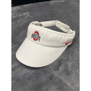 White Nike Dri Fit Ohio State Buckeyes Visor in good shape. #Nike #OhioStateBuck